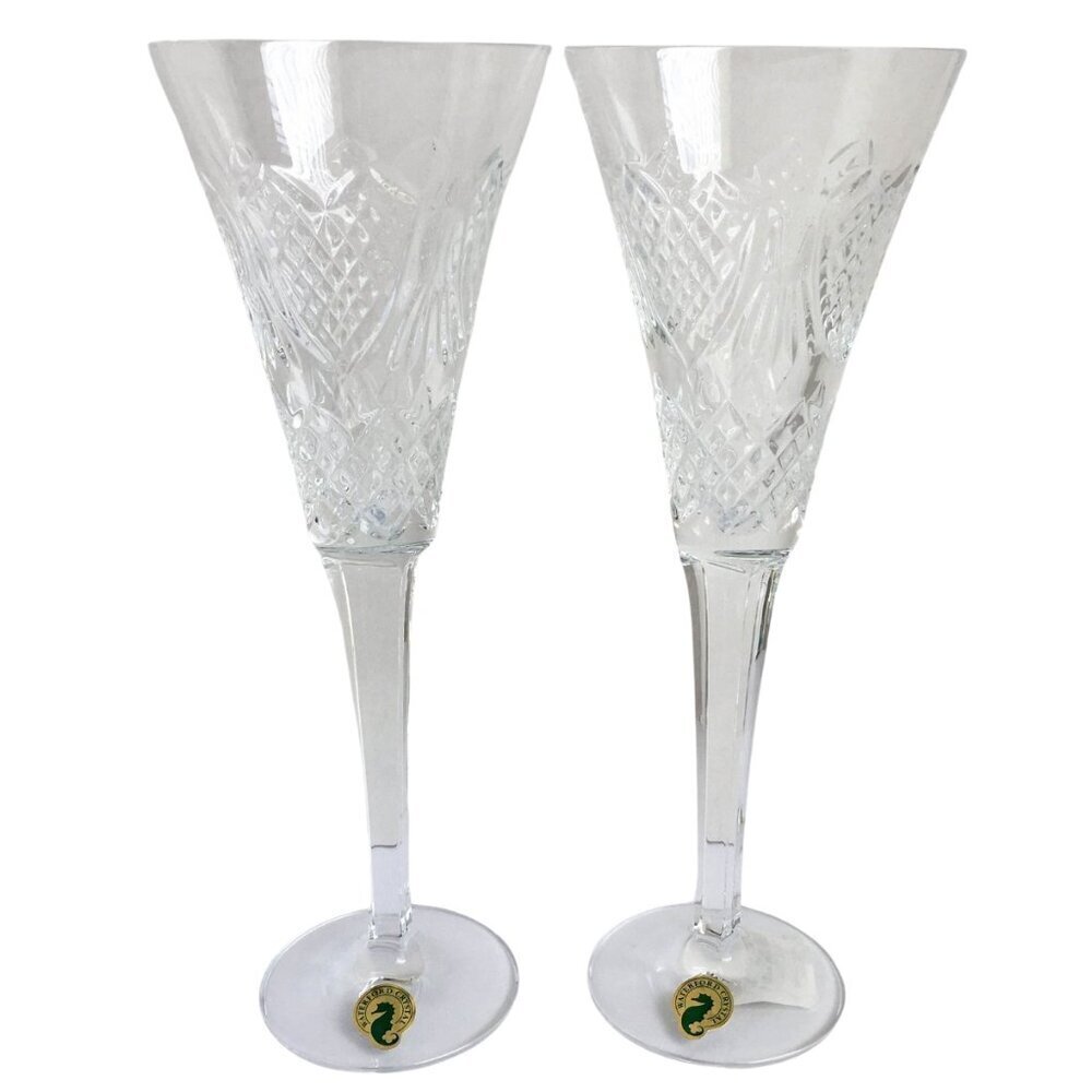 NEW Waterford Crystal Wedding Champagne‎ Heirloom Heart Toasting Flute Pair